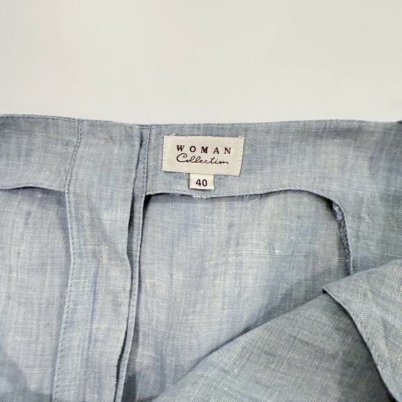 Vintage 90s Square Neck Tank Top Size 40 Large Blue 100% Linen Back Button Close - Picture 15 of 16